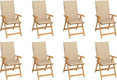 Produktbild von Maison Exclusive - Verstellbare Gartenstühle mit Auflagen 8 Stk. Massivholz Teak