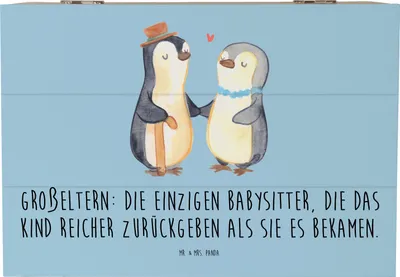 Produktbild von Mr. & Mrs. Panda Geschenkbox Großeltern Babysitter 22 x 15 cm - Blau Pastell - Geschenk, Generationen, Jubiläen, Familie, Lustige Sprüche, Geschenkideen, geschenkkiste