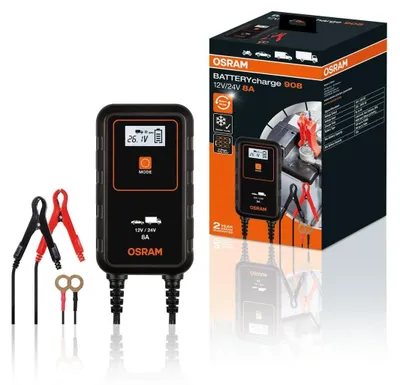 Immagine prodotto di OSRAM Batterycharge 908, dispositivo di manutenzione per batterie automobilistiche a 12V e 24V, caricabatterie portatile per auto