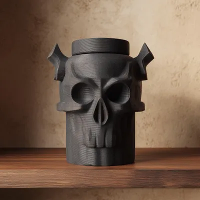 Productafbeelding van Decords 3D-dierenurn – gotische schedel-dierenurn met hoorns, 10 cm