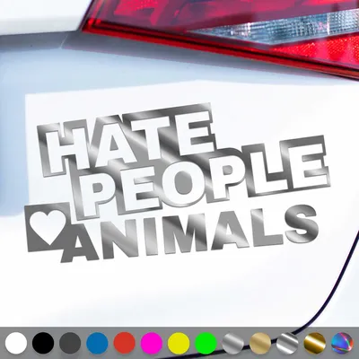 Produktbild von PantherPixel Hate People Aufkleber Love Animals Tierschutz Sticker Auto Geschenkidee Farbe Chrom-Silber