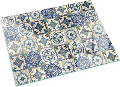 Produktbild von Mosaikmuster mit Blumen – Glasbodenplatte für – Kaminofen – Kaminplatte Glas – Schutzglas – Funkenschutzplatte –Glasbodenplatte Feuerfeste – Hitzeschutzplatte – Bodenschutz aus Glas – 60x40 cm