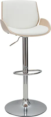 Produktbild von Miliboo - Barhocker höhenverstellbar weiß und helles Holz VESPER