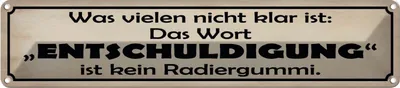 Produktbild von vianmo Blechschild 10x46 cm das Wort Entschuldigung Spruch Zitat