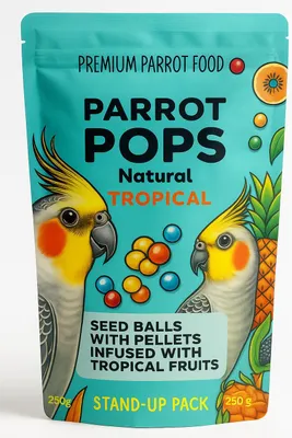 Immagine prodotto di Parrot Pops Tropical Small - Alimento: cereali con frutti tropicali in forma di palline per pappagalli di piccola e media taglia 250 G