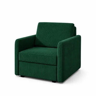 Zdjęcie produktu dla Fotel ARIA z funkcją rozkładania do spania, wymiary 95 × 84 x 95 cm, kolor zielony, obicie z tkaniny corduroy. Powierzchnia do spania: 83 × 190 cm
