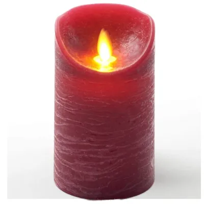 Zdjęcie produktu dla Świeca LED z prawdziwego wosku z timerem migoczący knot czerwone wino wysokość 15cm