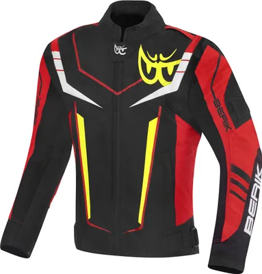 Image de Veste textile pour moto Berik Radic Evo Plus, noir/blanc/rouge/jaune, 50