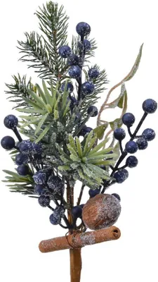 Produktbild von Tannenzweige künstlich 30cm mit blauen Beeren