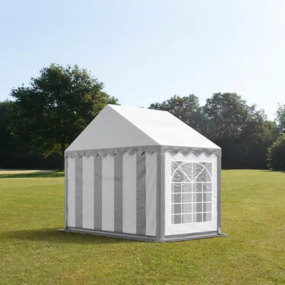 Produktbild von TOOLPORT Partyzelt Festzelt 3x3 m Garten-Pavillon PVC Plane 700 N in grau-weiß Wasserdicht