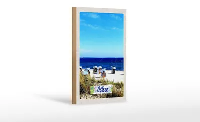Produktbild von Holzschild Reise 12x18 cm Ostsee Strand Ebbe und Flut
