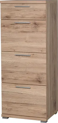 Produktbild von Kommode "395" in braun mit 4 Schubladen. Abmessungen (BxHxT) 48x120x40 cm