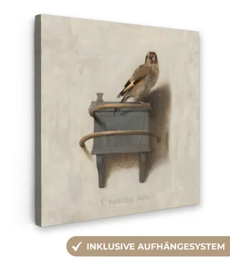 Zdjęcie produktu dla MuchoWow® - Obraz na płótnie - Szczygieł - Stary Mistrz - Carel Fabritius, obraz na ścianę, dekoracja ścienna do salonu, 20x20cm