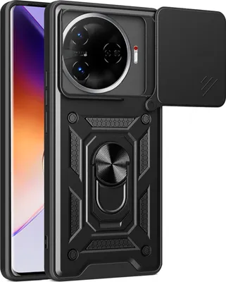 Produktbild von Hülle für Tecno Camon 30 Pro Magnetische Ring Ständer Halter Dia Kameraschutz TPU Bumper Silikon Schutzhülle Schwarz