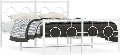 Obrázok produktu pre Maison Exclusive - posteľový rám s čelom a nožnou časťou, kov, biela, 135 x 190 cm