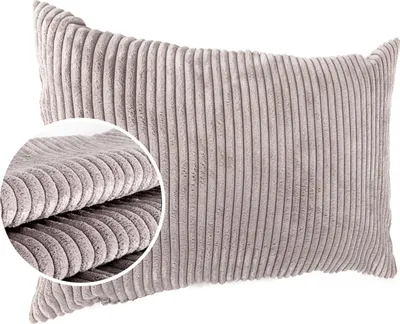 Produktbild von Kissenhülle Cordsamt einfarbig für Zierkissen ohne Füllung 50 x 30 cm Grau