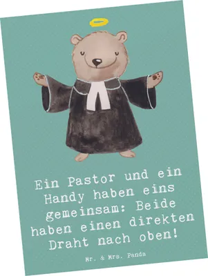 Produktbild von Mr. & Mrs. Panda Postkarte Pastor Verbindung - Meeresbrise - Geschenk, Geistlicher Leiter, Postkarten, Berufspassion, bildkarte, kirchlicher Humor, Geschenke mit Herz