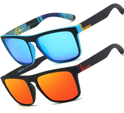 Productafbeelding van Zonnebril, gepolariseerd, UV400-bescherming, retrostijl, lichtgewicht, rood en blauw, geschikt voor heren en dames