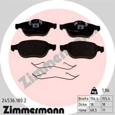 Produktbild von ZIMMERMANN 24536.180.2 - Bremsbeläge für Grand Scenic II (JM), Scenic II