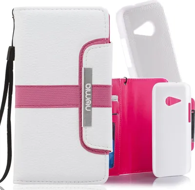 Produktbild von HTC One mini 2 Numia Bookstyle 2 in 1 Weiss-Rosa