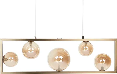 Produktbild von BELIANI Pendelleuchte 5 Lichter Messing Metall Rechteckiger Rahmen Glam Industrieller Stil Wohnzimmer Esszimmer