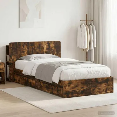 Productafbeelding van Maison Exclusive - Bedframe met opbergruimte, gerookt eikenhout, 100 x 200 cm