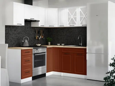 Obrázek produktu pro Rohová kuchyňská linka ASTRID 190x170cm - Bílá + brick