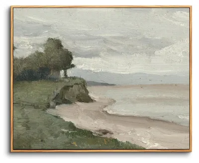 Image de Tableau sur toile, style vintage, représentant les plages d'Étretat, encadré, dimensions 60x40 cm, décoration murale pour salon