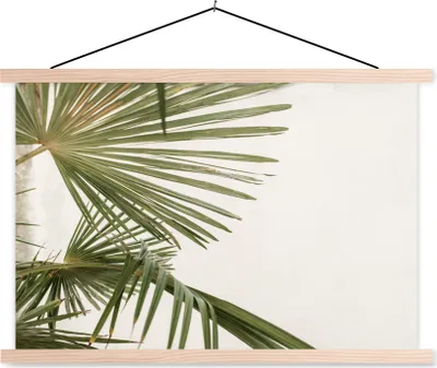 Produktbild von MuchoWow® Textilposter Palme - Blätter - Grün 60x40 cm mit holzfarbenen Rahmen - Bilder