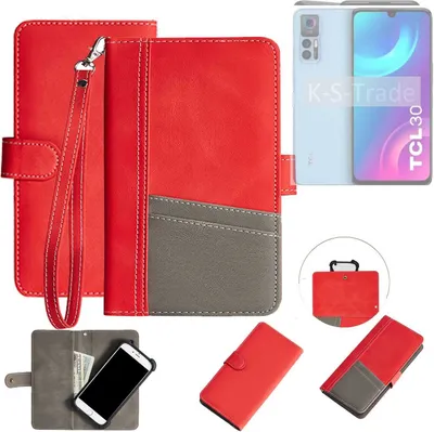 Produktbild von K-S-Trade Handy Schutzhülle für TCL 30+ Hülle Portemonnee Brieftasche Klapphülle Kartenfächer Flip Wallet Case Etui