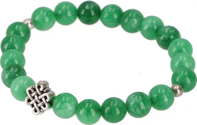 Produktbild von Mala Armband, Handmala Endlosknoten, Buddhistischer Schmuck 8 mm - Aventurin, Grün, Halbedelstein, Armreifen & Armbänder Modeschmuck