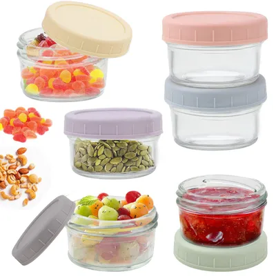 6 Vorratsdosen mit Deckel, 80 ml, Glas, mikrowellengeeignet