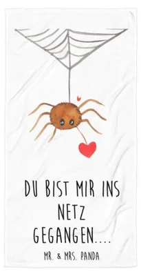 Produktbild von Mr. & Mrs. Panda Handtuch Spinne Agathe Liebe - Weiß - Geschenk, Liebesgeschenk, Verliebt, Liebesbeweis, Großes, Badehandtuch, Frottee-Handtuch, Strandtuch