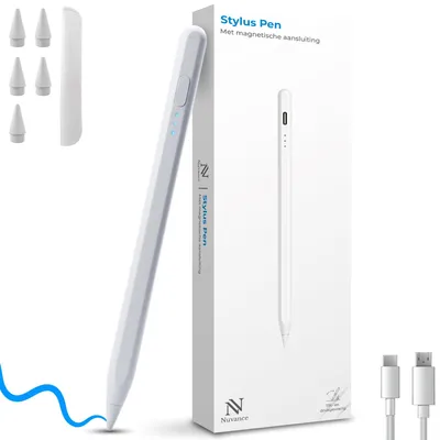 Productafbeelding van Nuvance Stylus Pen - Geschikt voor Apple iPad 2018-2026 - Touchscreen Pen - Incl. 6 Punten - Pencil