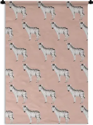 Produktbild von MuchoWow® Wandteppich Wandbehang Zebra - Muster - Pastell 60x90 cm Tapisserie Dekoration Wandtuch - Foto-Teppich - Abwaschbar