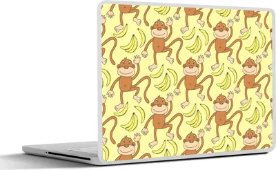 Produktbild von MuchoWow® Laptop Aufkleber Sticker Cover Muster - Affe - Banane 32.5x23.5 cm - Sticker für Laptop - Selbstklebend