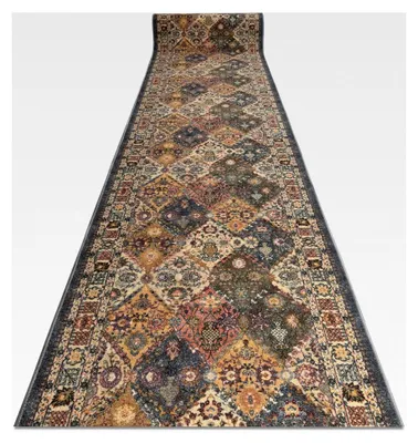 Produktbild von Rutschfester Teppichläufer - Modernes Klassikdesign - Beige/Grau - Langlebig und pflegeleicht für Flur, Küche, Eingangsbereich 80x400 cm