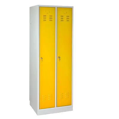 Produktbild von ADB Spind / Umkleideschrank aus Stahl 2-türig Lichtgrau (RAL 7035) / Rapsgelb (RAL 1021)