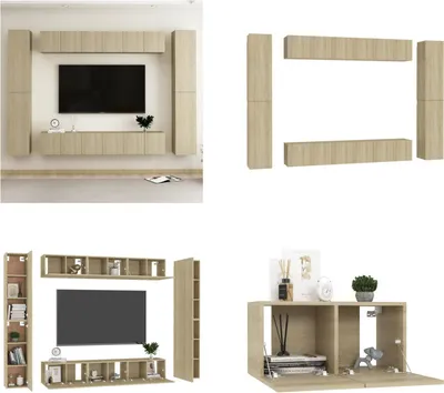 Obrázok produktu pre vidaXL sada 10 ks TV skriniek Sonoma dub na báze dreva - TV skrinka - TV skrinky - HiFi skrinky - HiFi skrinky