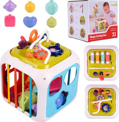 Produktbild von Malplay Würfel Radiergummi Sortier Blöcke Sorter Montessori Cube 7in1 ab 18 Monaten Geschenk