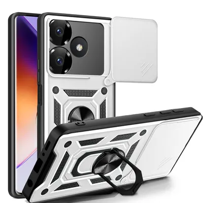 Produktbild von Outdoor Panzer Hülle Xiaomi Redmi 13 /Poco M6 Handyhülle Kameraschutz Ringhalter Silber