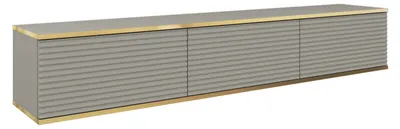 Image de Meuble suspendu pour télévision - design moderne avec système d'ouverture par simple pression. Couleur : GRIS. Dimensions : L 175 cm, H 30 cm, P 32 cm. Meuble bas pour télévision