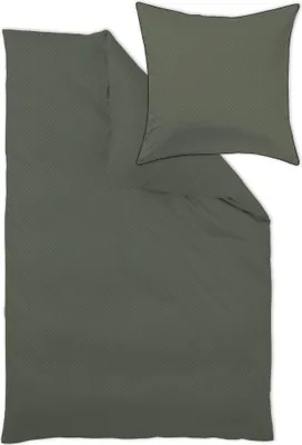 Produktbild von Curt Bauer Mako-Brokat-Damast-Bettwäsche-Garnitur Dessin 9008 AREZZO Farbe olive-3825 Größe 155x220 + 80x80 cm