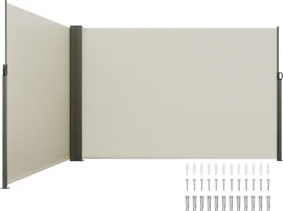 Zdjęcie produktu dla Markiza boczna VEVOR 200 x 600 cm Markiza boczna ścienna wykonana z tkaniny poliestrowej 180 g/m² z powłokąpoliuretan Markiza chowana w uchwycie z mechanizmem sprężynowym Osłona przeciwsłoneczna na balkony Patio Beżowy