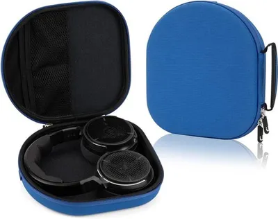 Tragetasche für Kopfhörer, Hartschalen-Reisetasche mit Kabelaufbewahrung (Blau)