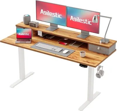 Immagine prodotto di Scrivania Agilestic regolabile in altezza 140x60 cm con 2 cassetti