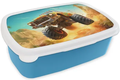 Produktbild von KitchenYeah® Lunchbox Brotzeit Brotdose 17x11 cm Monstertruck - Kind - Junge - Auto Kinder Brotzeitdose - Lunch - Kunststoff  - Brotbüchse - Sandwichbox - Lunchbox für Kinder