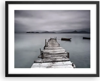 Produktbild von Gerahmtes Poster - Schwarzer Rahmen - Brücke See - 50x40 cm - Wand Bild - Wanddeko - Wandbilder - Kunstposter - Wandposter - Bilderrahmen - Bilder - Kunstdruck - Wandbild - P2BAA50x40-3547