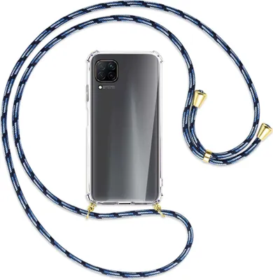 Produktbild von Handykette Backcover-Schutzhülle mit Band (Metall goldfarben) für Huawei P40 lite - Blautöne