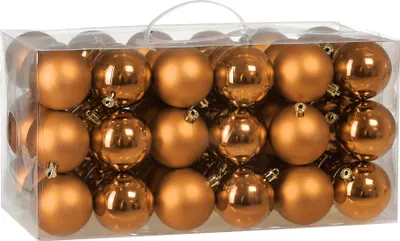 Productafbeelding van Casaria kerstballen, set van 54 stuks. Kerstboomballen, kerstboomversiering, kleur: koper/bruin